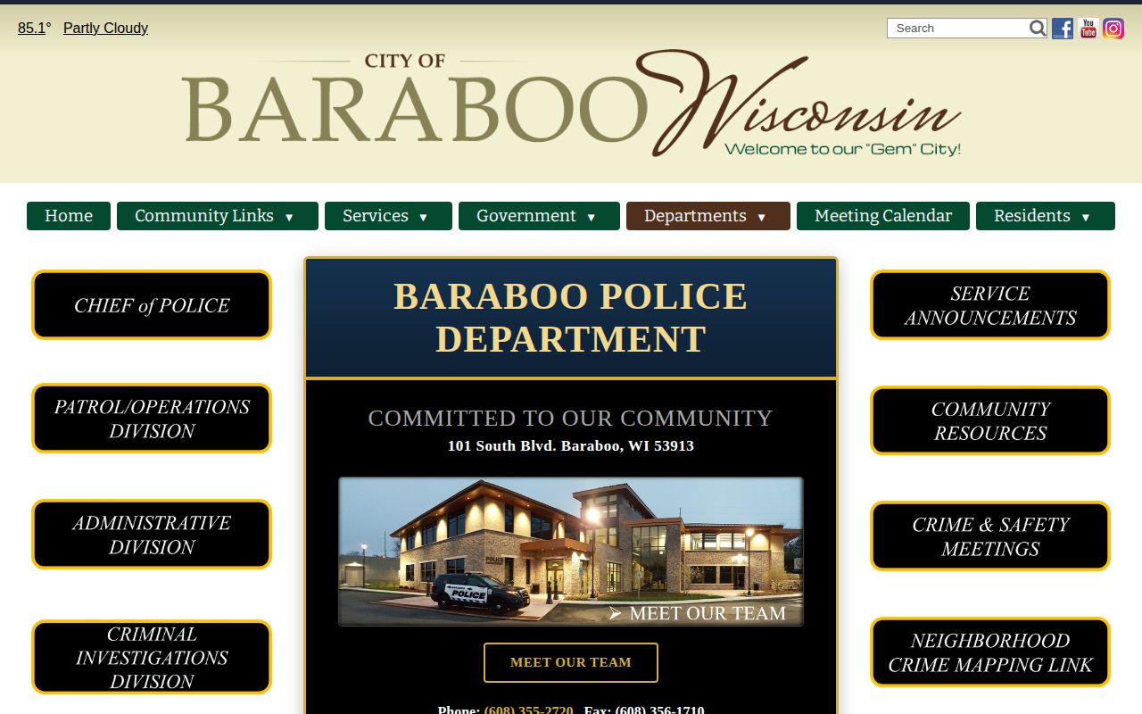 Sauk County Baraboo Police Department official police records page